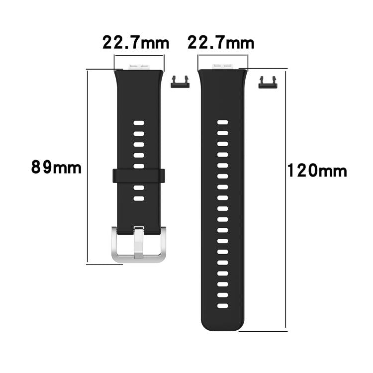 xDfind Solid Color Silver Steel Buckle Silicone Watch Band, For Huawei Watch Fit New