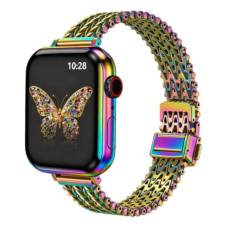 Dây đồng hồ kim loại lưới thép khóa bấm nam châm mảnh mai, dành cho Apple Watch 46mm / 49mm / 45mm / 44mm, dành cho Apple Watch 42mm / 41mm / 40mm / 38mm