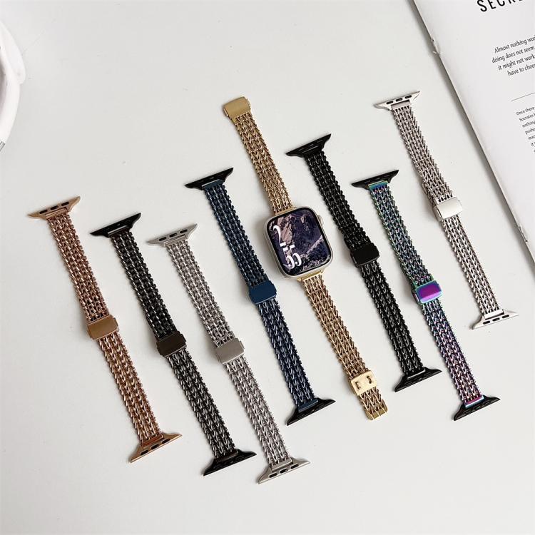 Dây đồng hồ kim loại lưới thép khóa bấm nam châm mảnh mai, dành cho Apple Watch 46mm / 49mm / 45mm / 44mm, dành cho Apple Watch 42mm / 41mm / 40mm / 38mm