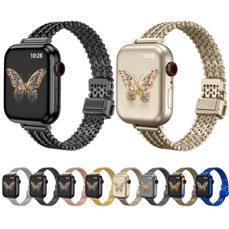 Dây đồng hồ kim loại lưới thép khóa bấm nam châm mảnh mai, dành cho Apple Watch 46mm / 49mm / 45mm / 44mm, dành cho Apple Watch 42mm / 41mm / 40mm / 38mm