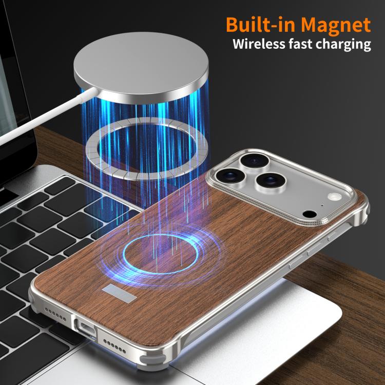 Ốp lưng điện thoại MagSafe không viền họa tiết gỗ kim loại J TRIBE, dành cho iPhone 17 Pro Max, iPhone 17 Pro, iPhone 17, iPhone Air, iPhone 16 Pro Max, iPhone 16 Pro, iPhone 15 Pro Max, iPhone 15 Pro