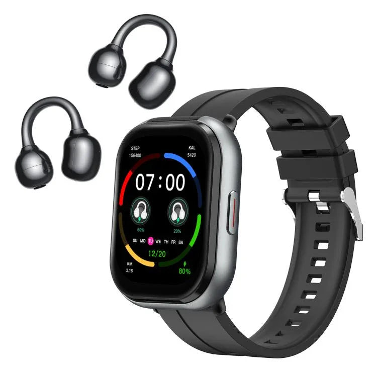Đồng hồ thông minh Bluetooth & tai nghe 2 trong 1 D12 màn hình TFT 2.01 inch, hỗ trợ gọi không dây