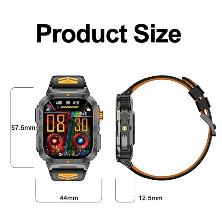 Đồng hồ thông minh thể thao ngoài trời YK12 màn hình 2.0 inch, chống nước IP68, có đèn pin tích hợp