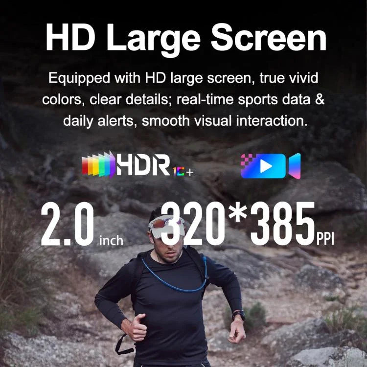 Đồng hồ thông minh thể thao ngoài trời YK12 màn hình 2.0 inch, chống nước IP68, có đèn pin tích hợp