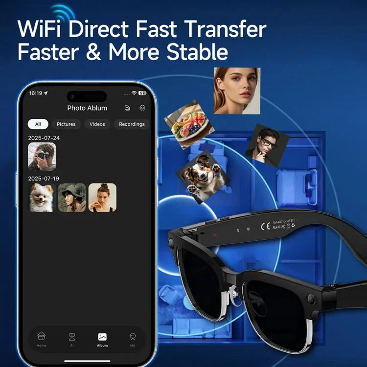 Kính thông minh W630 800W WiFi4 nhận diện ảnh AI, gọi Bluetooth, dịch thuật thông minh