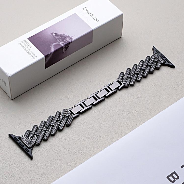 xDfind Drilled Twill H-shaped Metal Watch Band, For Apple Watch 42 / 44 / 45 / 46 / 49mm, For Apple Watch 38 / 40 / 41 / S11 42mm