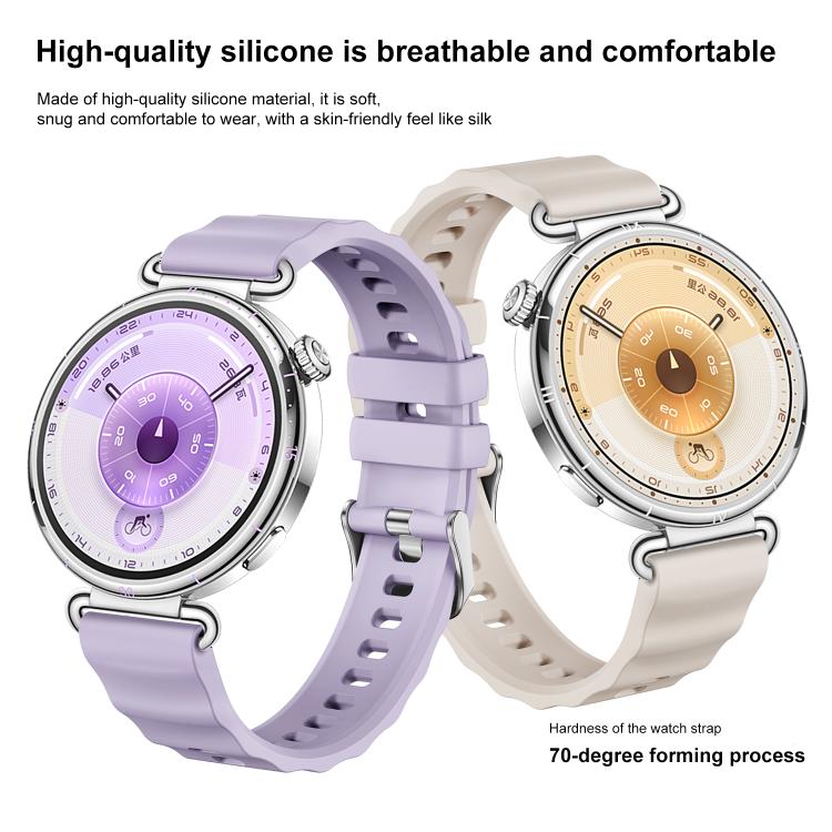 xDfind Quick Release Spring Bar Silver Buckle Solid Color Silicone Watch Band, For Huawei Watch GT 6 / 5 / 4 41mm