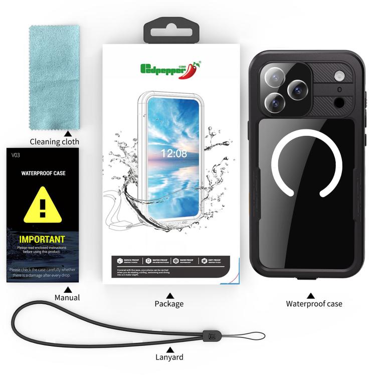 Ốp lưng điện thoại RedPepper chống nước IP68 ba lớp bảo vệ MagSafe, dành cho iPhone 17 Pro Max, dành cho iPhone 17 Pro, dành cho iPhone Air