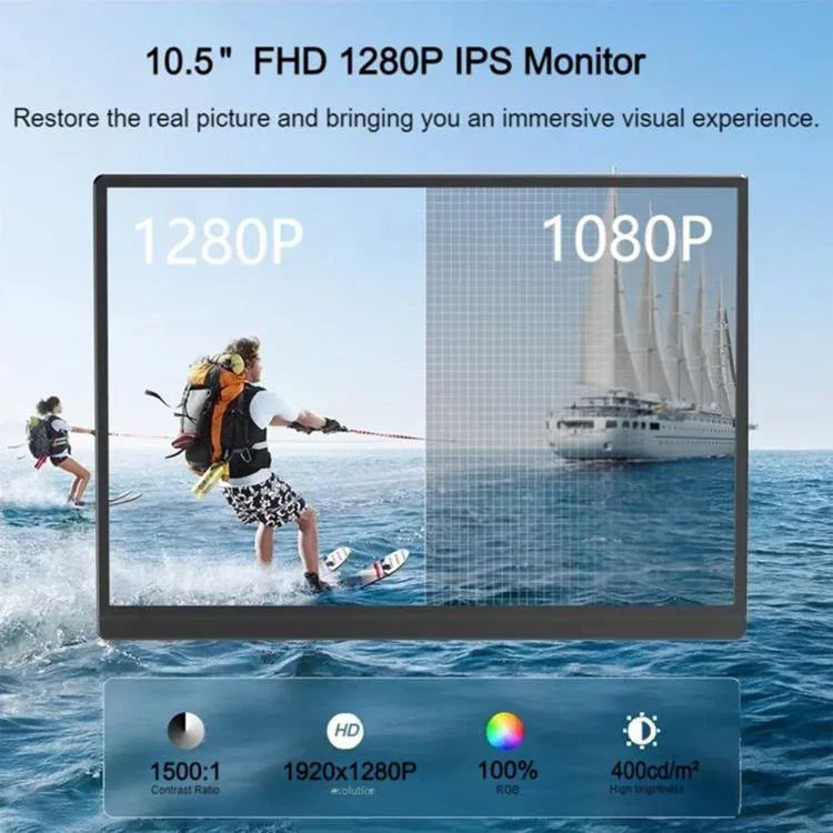 Màn hình di động IPS 10.5 inch P105A01D với HD / mở rộng Type-C, phích cắm Mỹ, 10.5 inch