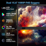 Màn hình di động gập đôi 15.6 inch 1080P S156P31D có giá đỡ, 15.6 inch 1080P