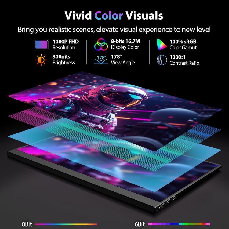 Màn hình di động 16.1 inch 2.5K P161Q10G mở rộng 144Hz, 16.1 inch 2.5K 144Hz