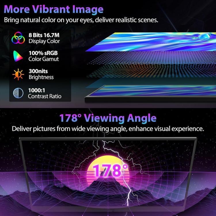 Màn hình di động 16.1 inch 2.5K P161Q10G mở rộng 144Hz, 16.1 inch 2.5K 144Hz
