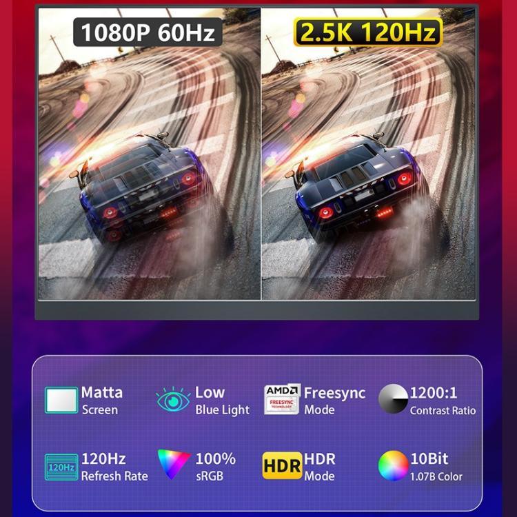 Màn hình di động chơi game 16 inch 2.5K P160Q16BWG mở rộng 120Hz, 16 inch 2.5K 120Hz