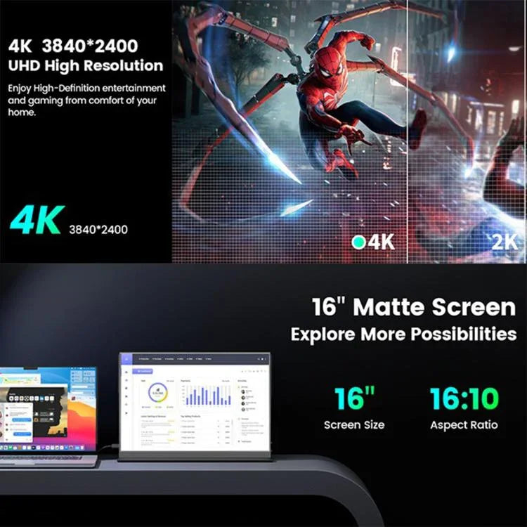 Màn hình di động chơi game 16 inch 4K P160A20 mở rộng, 16 inch 4K