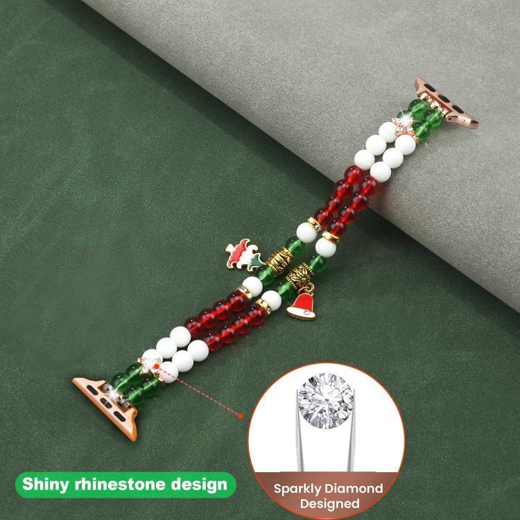 Dây đồng hồ chuỗi hạt Giáng Sinh rộng 14mm, dành cho Apple Watch 46mm / 49mm / 45mm / 44mm, dành cho Apple Watch 42mm / 41mm / 40mm / 38mm