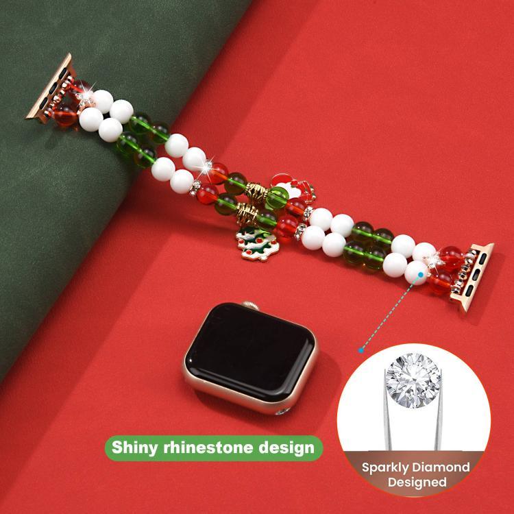 Dây đồng hồ chuỗi hạt Giáng Sinh rộng 20mm, dành cho Apple Watch 46mm / 49mm / 45mm / 44mm, dành cho Apple Watch 42mm / 41mm / 40mm / 38mm