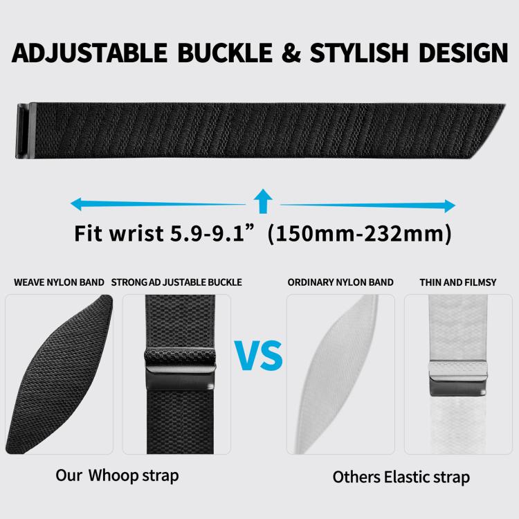 xDfind Black Buckle Sport Elastic Twill Pattern Nylon Watch Band, For WHOOP 5.0 Standard Version