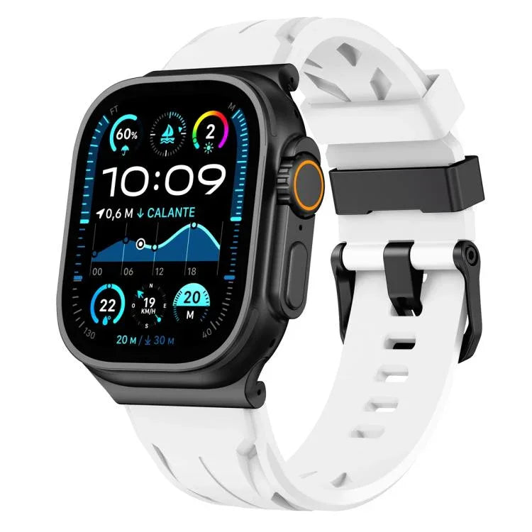 Dây đồng hồ silicone khóa chốt màu đen, dành cho Apple Watch 46mm / 49mm / 45mm / 44mm, dành cho Apple Watch 42mm / 41mm / 40mm / 38mm