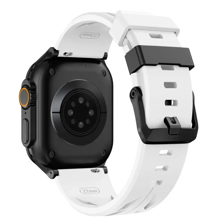 Dây đồng hồ silicone khóa chốt màu đen, dành cho Apple Watch 46mm / 49mm / 45mm / 44mm, dành cho Apple Watch 42mm / 41mm / 40mm / 38mm