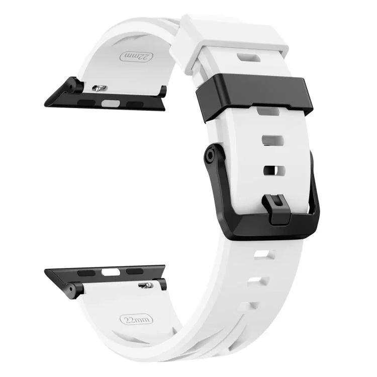 Dây đồng hồ silicone khóa chốt màu đen, dành cho Apple Watch 46mm / 49mm / 45mm / 44mm, dành cho Apple Watch 42mm / 41mm / 40mm / 38mm