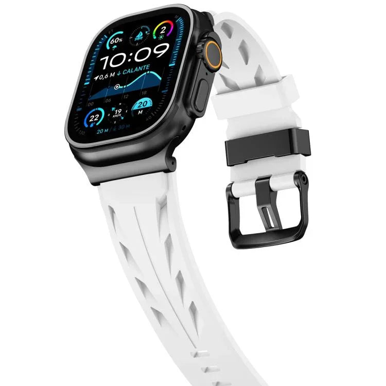 Dây đồng hồ silicone khóa chốt màu đen, dành cho Apple Watch 46mm / 49mm / 45mm / 44mm, dành cho Apple Watch 42mm / 41mm / 40mm / 38mm