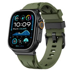 Dây đồng hồ silicone khóa chốt màu đen, dành cho Apple Watch 46mm / 49mm / 45mm / 44mm, dành cho Apple Watch 42mm / 41mm / 40mm / 38mm