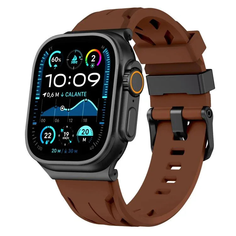 Dây đồng hồ silicone khóa chốt màu đen, dành cho Apple Watch 46mm / 49mm / 45mm / 44mm, dành cho Apple Watch 42mm / 41mm / 40mm / 38mm