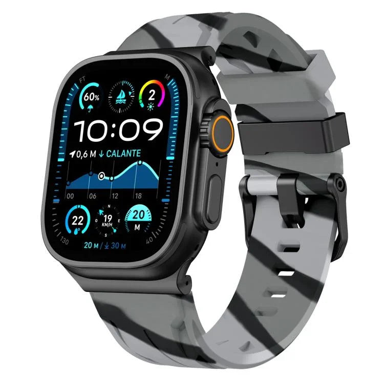 Dây đồng hồ silicone khóa chốt màu đen, dành cho Apple Watch 46mm / 49mm / 45mm / 44mm, dành cho Apple Watch 42mm / 41mm / 40mm / 38mm