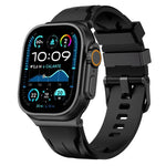 Dây đồng hồ silicone khóa chốt màu đen, dành cho Apple Watch 46mm / 49mm / 45mm / 44mm, dành cho Apple Watch 42mm / 41mm / 40mm / 38mm