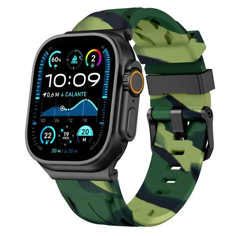 Dây đồng hồ silicone khóa chốt màu đen, dành cho Apple Watch 46mm / 49mm / 45mm / 44mm, dành cho Apple Watch 42mm / 41mm / 40mm / 38mm