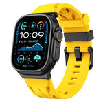 Dây đồng hồ silicone khóa chốt màu đen, dành cho Apple Watch 46mm / 49mm / 45mm / 44mm, dành cho Apple Watch 42mm / 41mm / 40mm / 38mm
