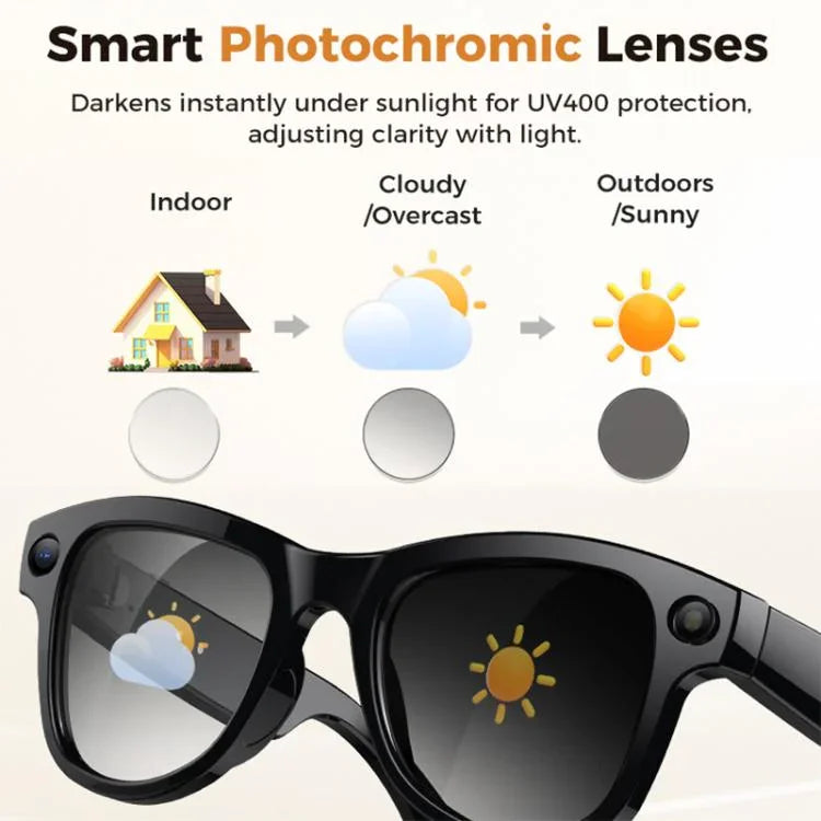 Kính Thông Minh AI M02 Ultra Camera 8MP Tròng Kính Chuyển Màu, với Hộp Sạc Màu Đen, với Hộp Sạc Màu Nâu