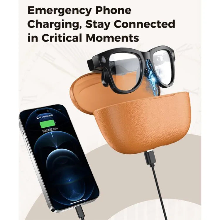 Kính Thông Minh AI M02 Ultra Camera 8MP Tròng Kính Chuyển Màu, với Hộp Sạc Màu Đen, với Hộp Sạc Màu Nâu