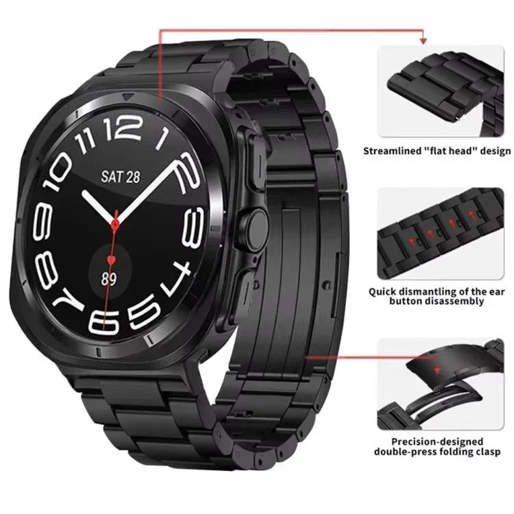 Dây đồng hồ hợp kim titan khóa HW ba hạt có thể tháo rời, Dành cho Samsung Galaxy Watch Ultra 47mm / Ultra 2025, Dành cho Samsung Galaxy Watch8 / Watch8 Classic