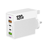 Bộ sạc đa cổng ADC-F007 120W 3xType-C Dual USB, phích cắm Mỹ, phích cắm EU, phích cắm Anh