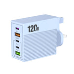 Bộ sạc đa cổng ADC-F007 120W 3xType-C Dual USB, phích cắm Mỹ, phích cắm EU, phích cắm Anh