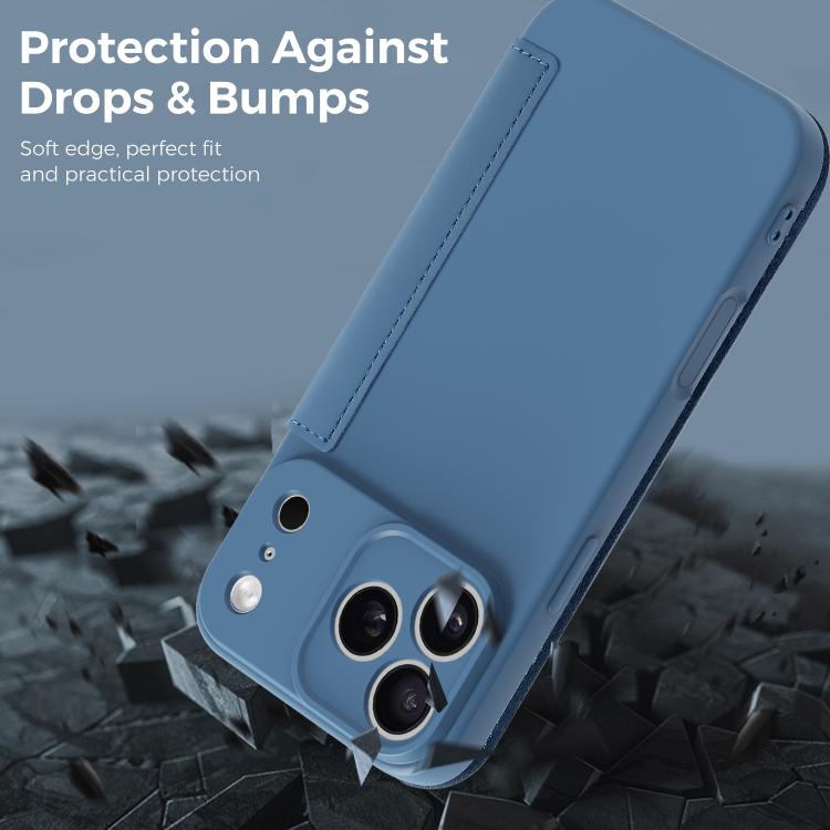 Ốp lưng điện thoại giả da cảm giác da lỏng có khe đựng thẻ, dành cho iPhone 17 Pro Max, iPhone 17 Pro, iPhone 17, iPhone Air