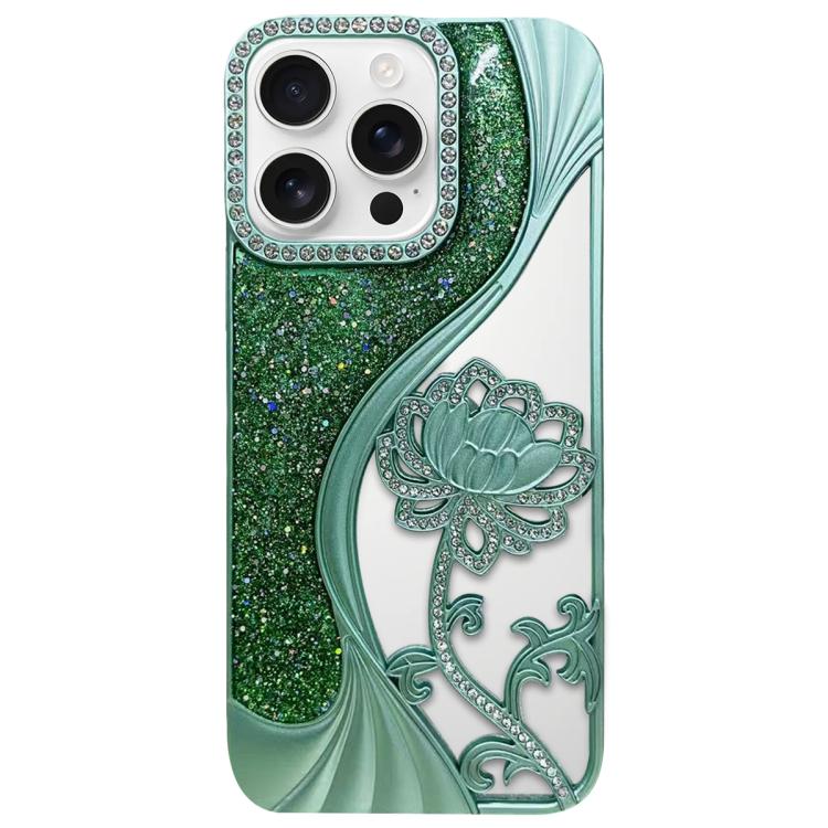 Ốp lưng điện thoại TPU mạ điện khắc rỗng hoa sen đính đá lấp lánh, dành cho iPhone 17 Pro Max, iPhone 17 Pro, iPhone 17, iPhone 16 Pro Max, iPhone 16 Pro, iPhone 16, iPhone 15 Pro Max, iPhone 15 Pro