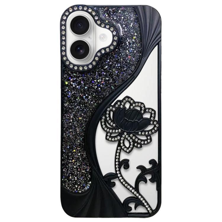 Ốp lưng điện thoại TPU mạ điện khắc rỗng hoa sen đính đá lấp lánh, dành cho iPhone 15, iPhone 14, iPhone 14 Pro, iPhone 14 Pro Max, iPhone 13 Pro Max, iPhone 13 Pro, iPhone 13, iPhone 12