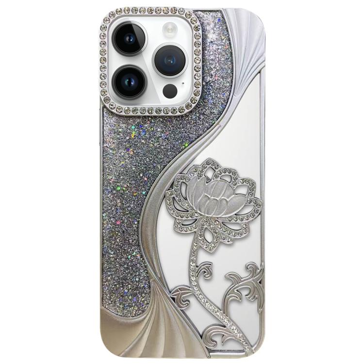 Ốp lưng điện thoại TPU mạ điện khắc rỗng hoa sen đính đá lấp lánh, dành cho iPhone 12 Pro Max, iPhone 12 Pro, iPhone 11 Pro Max, iPhone 11