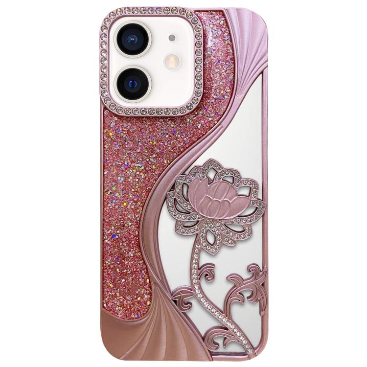 Ốp lưng điện thoại TPU mạ điện khắc rỗng hoa sen đính đá lấp lánh, dành cho iPhone 12 Pro Max, iPhone 12 Pro, iPhone 11 Pro Max, iPhone 11