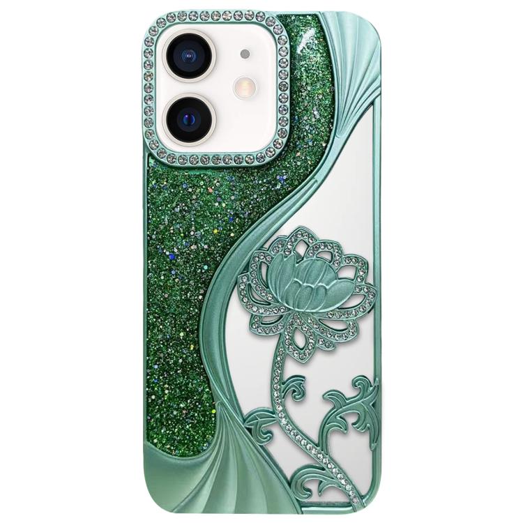 Ốp lưng điện thoại TPU mạ điện khắc rỗng hoa sen đính đá lấp lánh, dành cho iPhone 12 Pro Max, iPhone 12 Pro, iPhone 11 Pro Max, iPhone 11