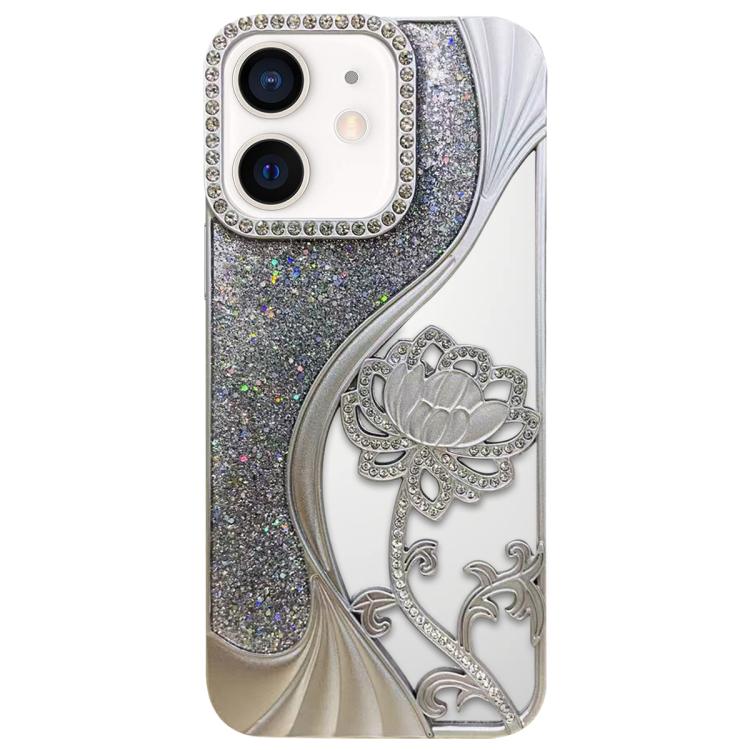 Ốp lưng điện thoại TPU mạ điện khắc rỗng hoa sen đính đá lấp lánh, dành cho iPhone 12 Pro Max, iPhone 12 Pro, iPhone 11 Pro Max, iPhone 11