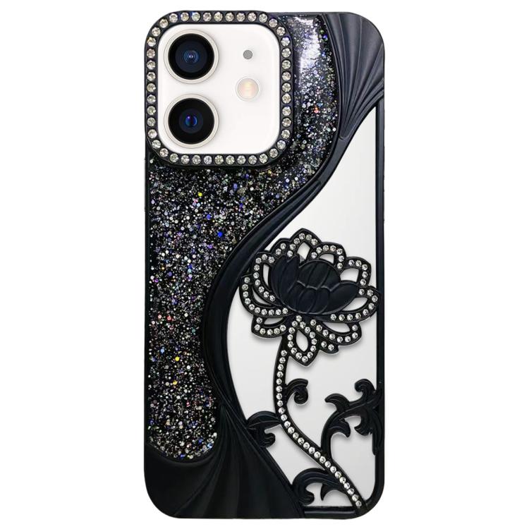 Ốp lưng điện thoại TPU mạ điện khắc rỗng hoa sen đính đá lấp lánh, dành cho iPhone 12 Pro Max, iPhone 12 Pro, iPhone 11 Pro Max, iPhone 11