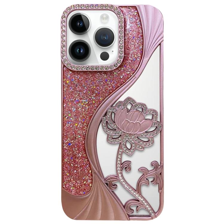 Ốp lưng điện thoại TPU mạ điện khắc rỗng hoa sen đính đá lấp lánh, dành cho iPhone 12 Pro Max, iPhone 12 Pro, iPhone 11 Pro Max, iPhone 11