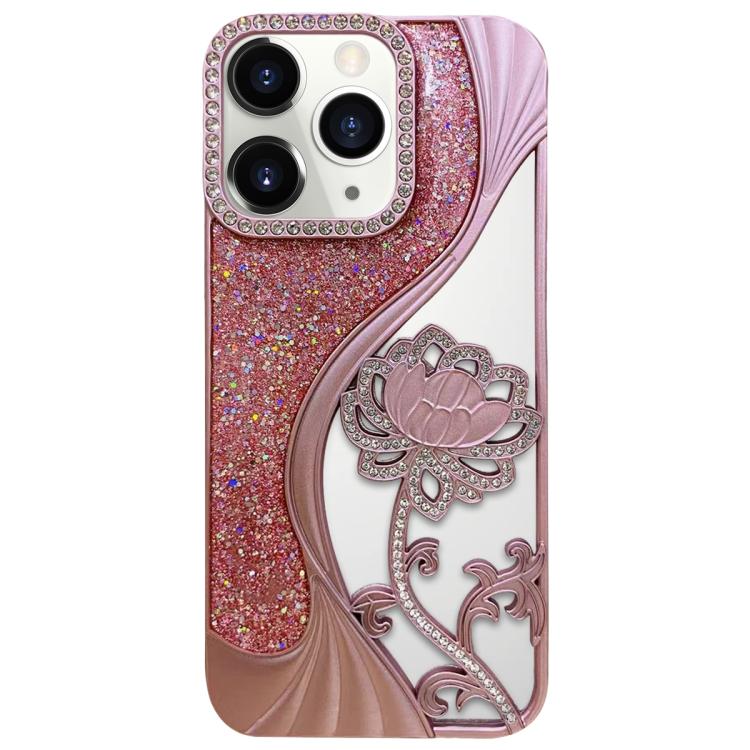 Ốp lưng điện thoại TPU mạ điện khắc rỗng hoa sen đính đá lấp lánh, dành cho iPhone 12 Pro Max, iPhone 12 Pro, iPhone 11 Pro Max, iPhone 11