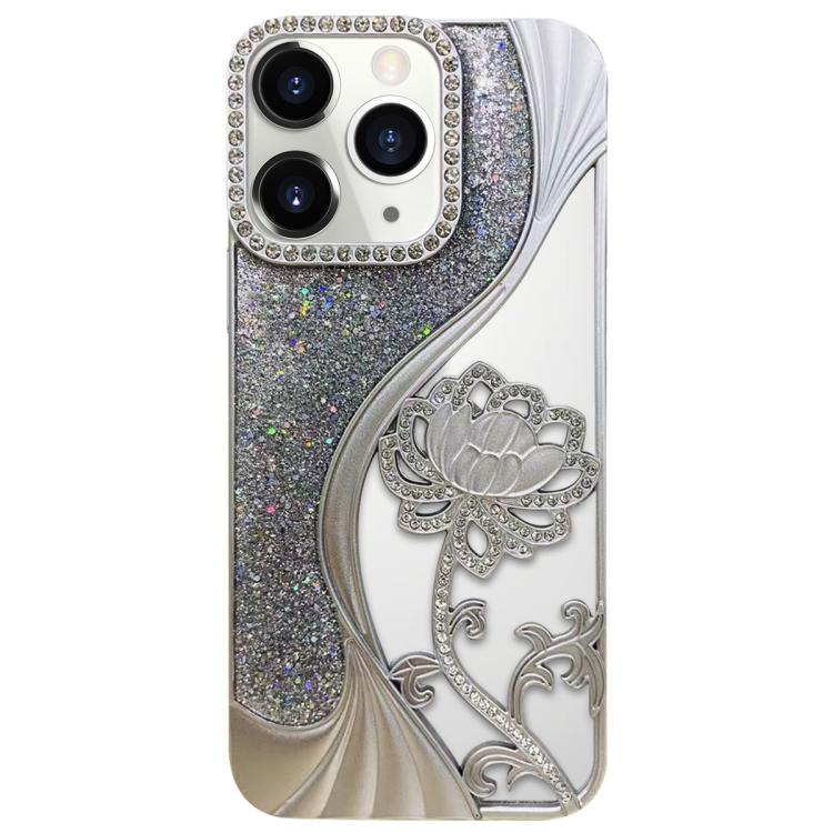 Ốp lưng điện thoại TPU mạ điện khắc rỗng hoa sen đính đá lấp lánh, dành cho iPhone 12 Pro Max, iPhone 12 Pro, iPhone 11 Pro Max, iPhone 11