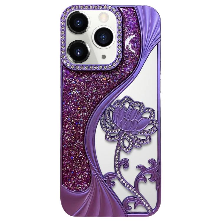 Ốp lưng điện thoại TPU mạ điện khắc rỗng hoa sen đính đá lấp lánh, dành cho iPhone 12 Pro Max, iPhone 12 Pro, iPhone 11 Pro Max, iPhone 11