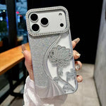 Ốp lưng điện thoại TPU mạ điện khắc rỗng hoa sen đính đá lấp lánh, dành cho iPhone 17 Pro Max, iPhone 17 Pro, iPhone 17, iPhone 16 Pro Max, iPhone 16 Pro, iPhone 16, iPhone 15 Pro Max, iPhone 15 Pro