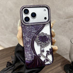 Ốp lưng điện thoại TPU mạ điện khắc rỗng hoa sen đính đá lấp lánh, dành cho iPhone 17 Pro Max, iPhone 17 Pro, iPhone 17, iPhone 16 Pro Max, iPhone 16 Pro, iPhone 16, iPhone 15 Pro Max, iPhone 15 Pro